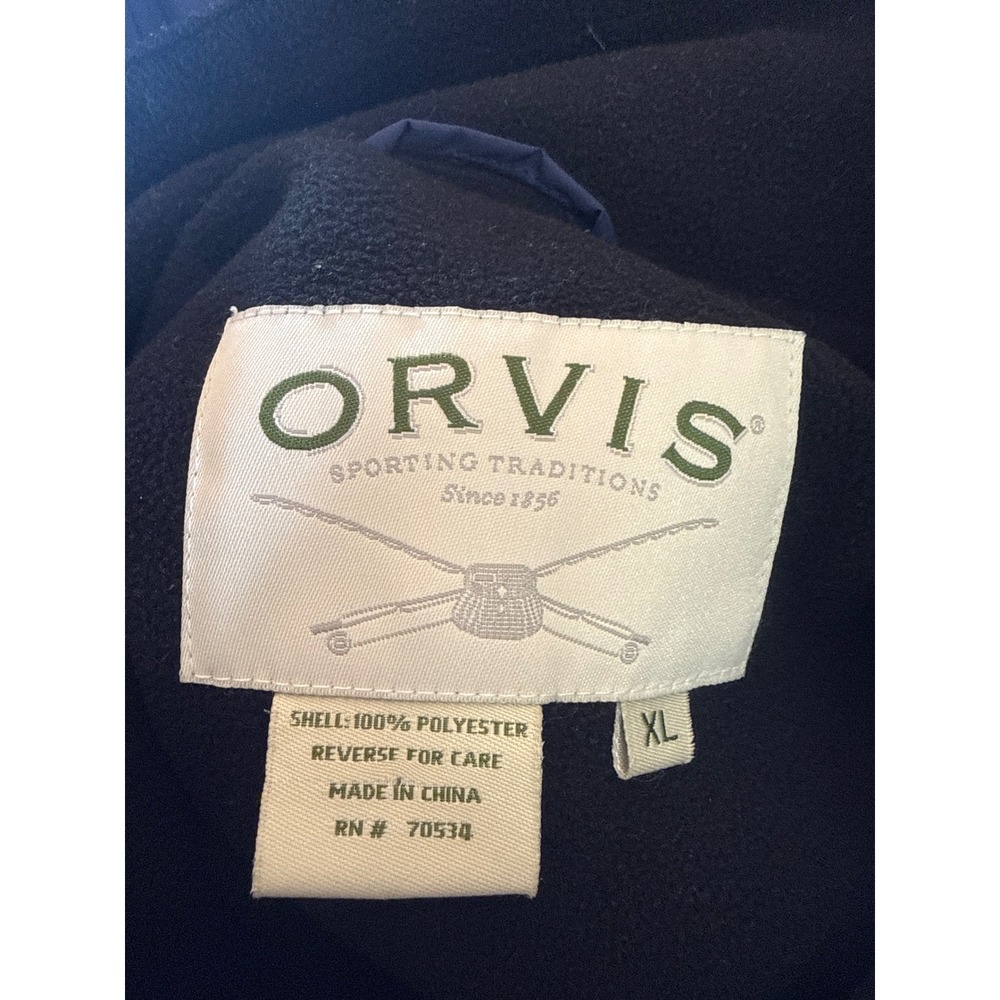 Orvis Mens XL Navy‎ Blue Quarter Zip Fleece Lined Windbreaker Pullover Jacket - Picture 5 of 5